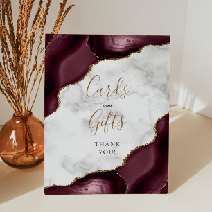 Signe De Table Agate Burgundy Gold Marbre Cartes de mariage et ca