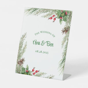 Signe De Table aiguilles de pin rouge mariage de couronne