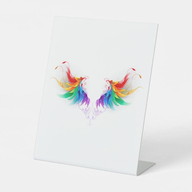 Signe De Table Ailes fluffy arc-en-ciel (Recto)