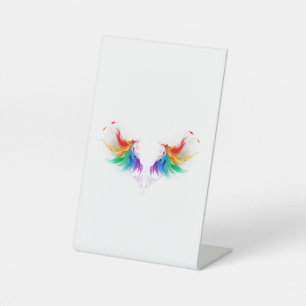 Signe De Table Ailes fluffy arc-en-ciel