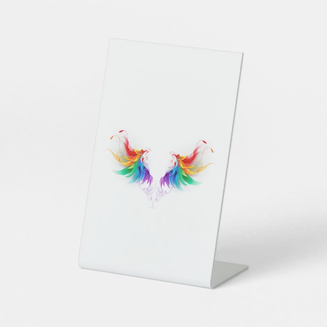 Signe De Table Ailes fluffy arc-en-ciel (Recto)