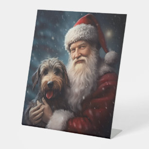 Signe De Table Airedale avec Noël Festif du Père Noël