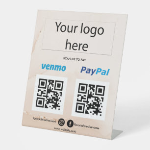 Signe De Table Ajouter l'analyse du logo pour payer Venmo PayPal