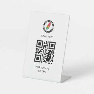 Signe De Table Ajouter un logo et un code QR Menu spécial Affaire