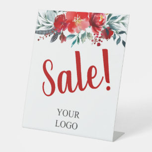 Signe De Table Ajouter Votre Logo Entreprise Florale Rouge