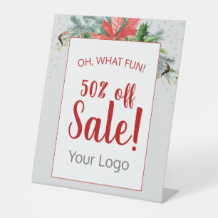 Signe De Table Ajouter Votre Logo Red Floral Vente d'affaires