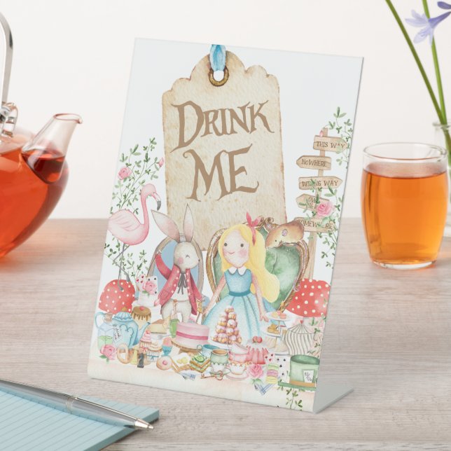 Signe De Table Alice Adventures Woderland Anniversaire Boire moi  (In SItu)