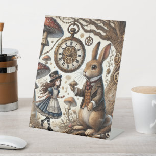 Signe De Table Alice au pays des merveilles Thé Art lapin blanc