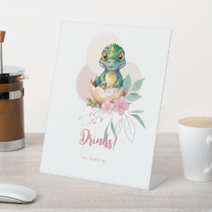 Signe De Table Alligator bébé Hatching Floral Boissons