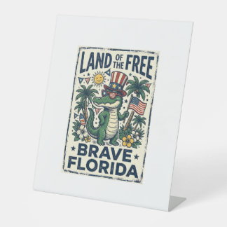 Signe De Table Alligator de Floride Patriotique 4 juillet