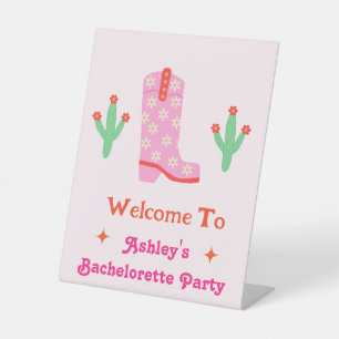 Signe De Table Allons-y les Filles Rose Cowgirl Enterrement de Vi