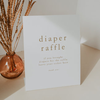 Signe De Table ALYSSA Blanc Or Simple Baby shower Déchets Raffle