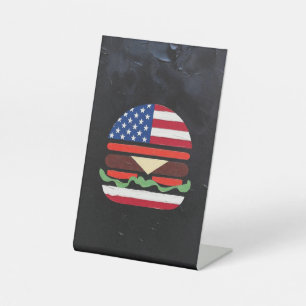 Signe De Table America Burger (Peinture noire n° 4)