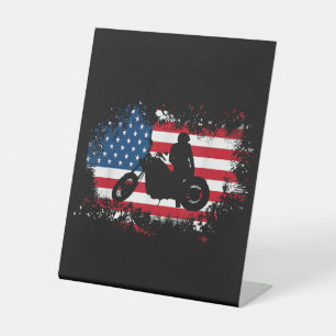 Signe De Table American US Flag Motorcycle Funny Sport Lover