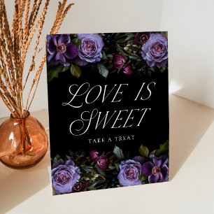 Signe De Table Amour de mariage floral pourpre gothique lunatique