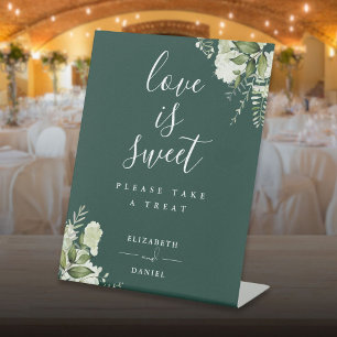 Signe De Table Amour de verdure florale émeraude est une faveur d