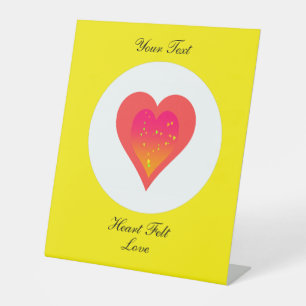 Signe De Table Amour Sincère Triple Forme de Cœur Jaune 