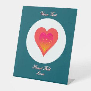 Signe De Table Amour Sincère Triple Forme de Cœur Sarcelle