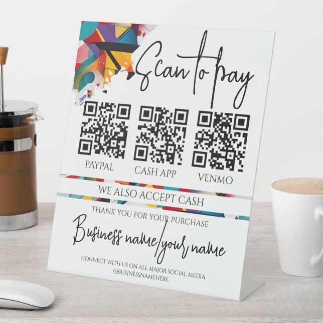 Signe De Table Analyse commerciale pour payer le code QR personna (In SItu)