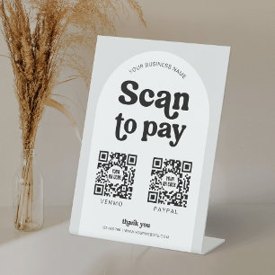 Signe De Table Analyse minimaliste rétro moderne pour payer 2 QR