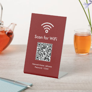 Signe De Table Analyse rouge pour WiFi personnalisé code QR profe