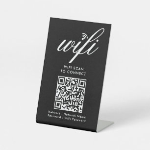 Signe De Table Analyse Wi-Fi de code QR pour connecter le noir de