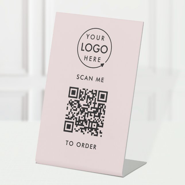 Signe De Table Analyser le code QR pour commander | Pink Business (Interactive "scan to order" QR code table signs for restaurants, bars, cafes & hospitality events.)