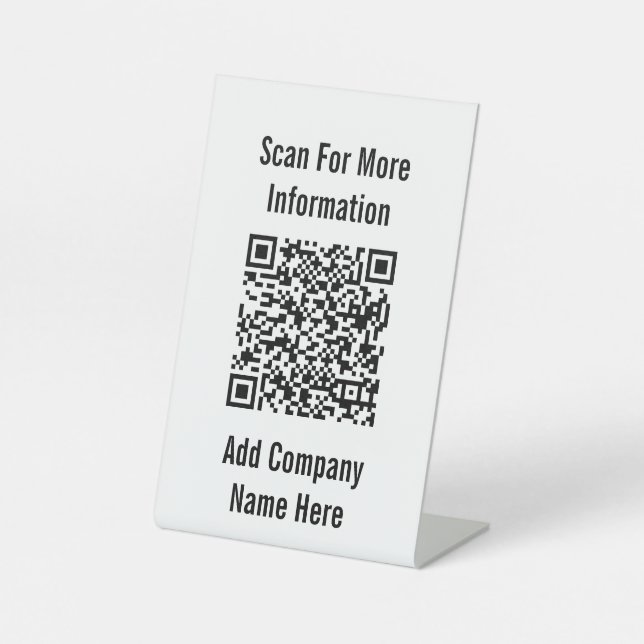 Signe De Table Analyser le code QR pour plus d'informations Noir  (Recto)