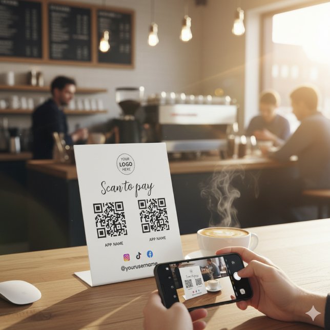 Signe De Table Analyser Le Logo D'Entreprise Pour Payer Le Code Q (Créateur téléchargé)