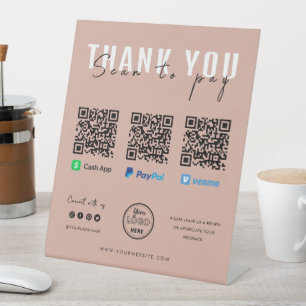 Signe De Table Analyser le Merci pour payer le logo QR Code paiem