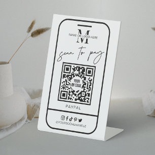 Signe De Table Analyser les règlements pour payer le code QR Logo