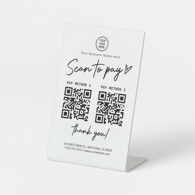 Signe De Table Analyser pour payer le code Qr (Recto)