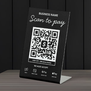 Signe De Table Analyser pour payer le code QR Cash App et plus