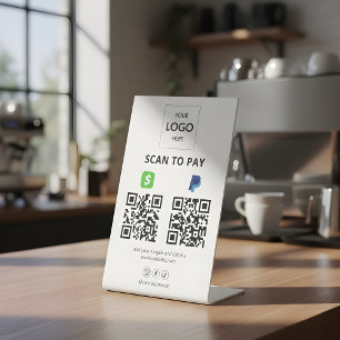 Signe De Table Analyser pour payer le code QR médias sociaux