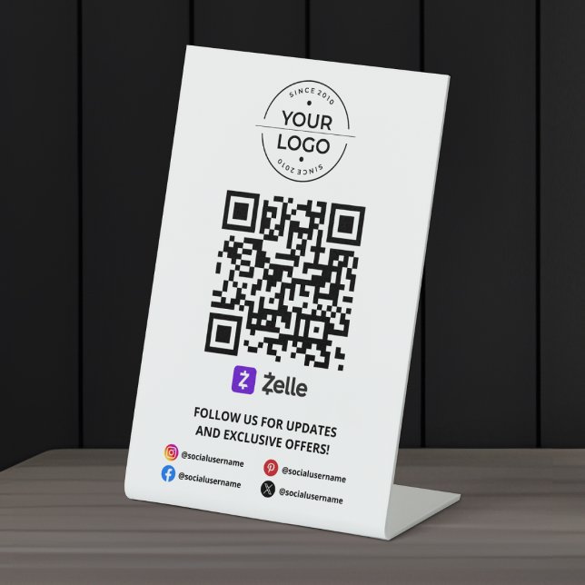 Signe De Table Analyser pour payer le code QR Zelle (Créateur téléchargé)