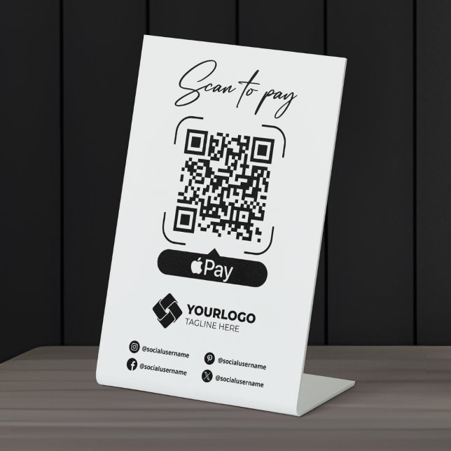 Signe De Table Analyser pour payer Signal QR Code Paiement Apple  (Créateur téléchargé)