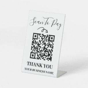 Signe De Table Analyser Pour Payer Un Code QR Noir Et Blanc Minim