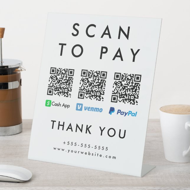 Signe De Table Analyser pour payer Venmo Cash App Paypal Multi QR (In SItu)