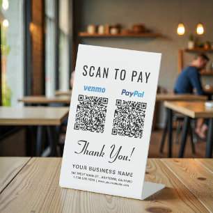 Signe De Table Analyser pour payer Venmo Paypal codes QR