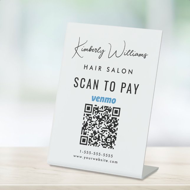 Signe De Table Analyser pour payer Venmo QR Code Entreprise (A QR code sign to effortlessly connect your customers to your payment platforms)