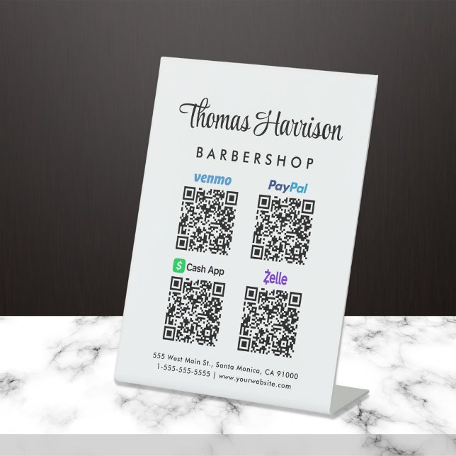 Signe De Table Analyser pour Paypal Venmo CashApp Zelle QR Code (A QR code sign to effortlessly connect your customers to your payment platforms)