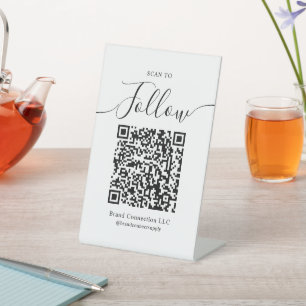 Signe De Table Analyser pour suivre le code QR Nom de l'entrepris