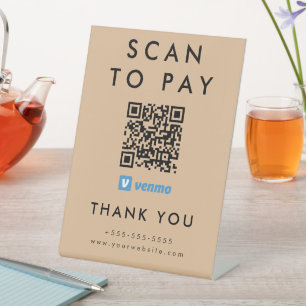 Signe De Table Analyser professionnel pour payer Venmo QR Code Ru