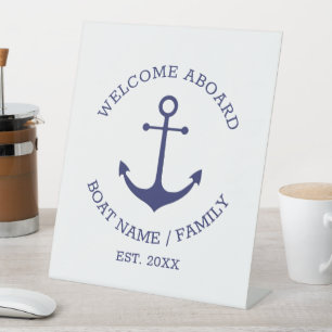 Signe De Table Ancrage nautique Bienvenue à bord Nom du bateau pe
