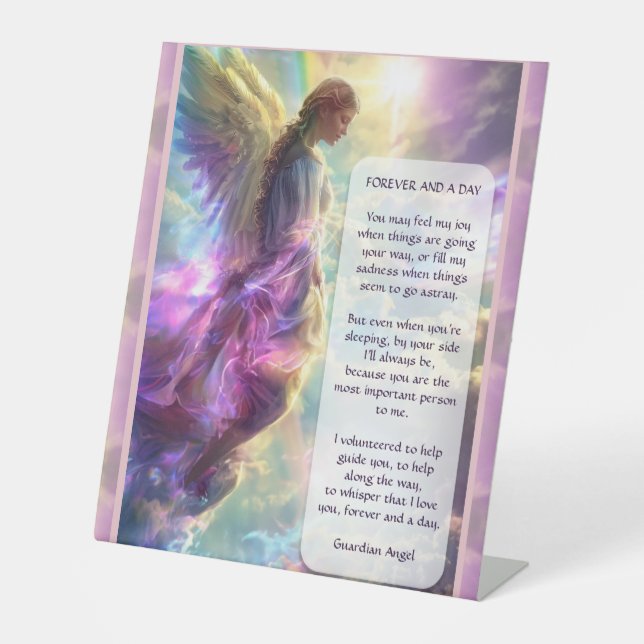 Signe De Table Angel arc-en-ciel et poème (Recto)
