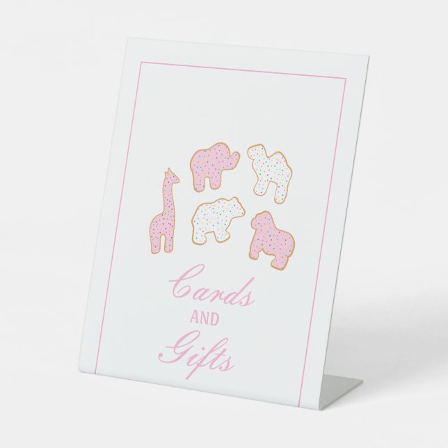 Signe De Table Animal givré rose Cartes de biscuits et cadeaux (Recto)
