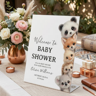 Signe De Table Animaux Adorables de la Forêt Baby Shower 