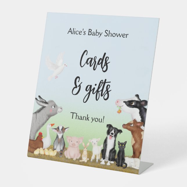 Signe De Table Animaux de ferme baby shower cartes & cadeaux (Recto)