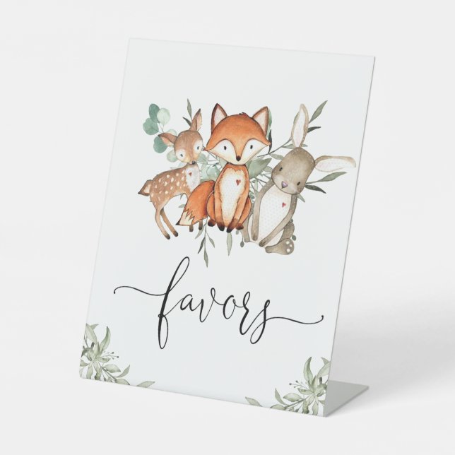 Signe De Table Animaux de forêt Baby shower forestier Faveurs (Recto)