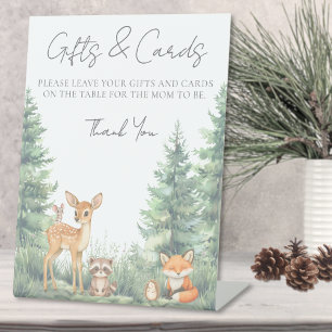 Signe De Table Animaux de la Forêt de Bois pour Baby Shower